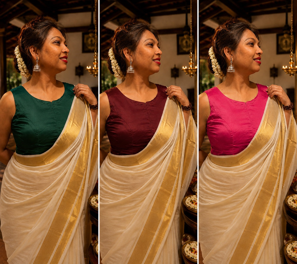 Ready-made padded saree blouse colour options