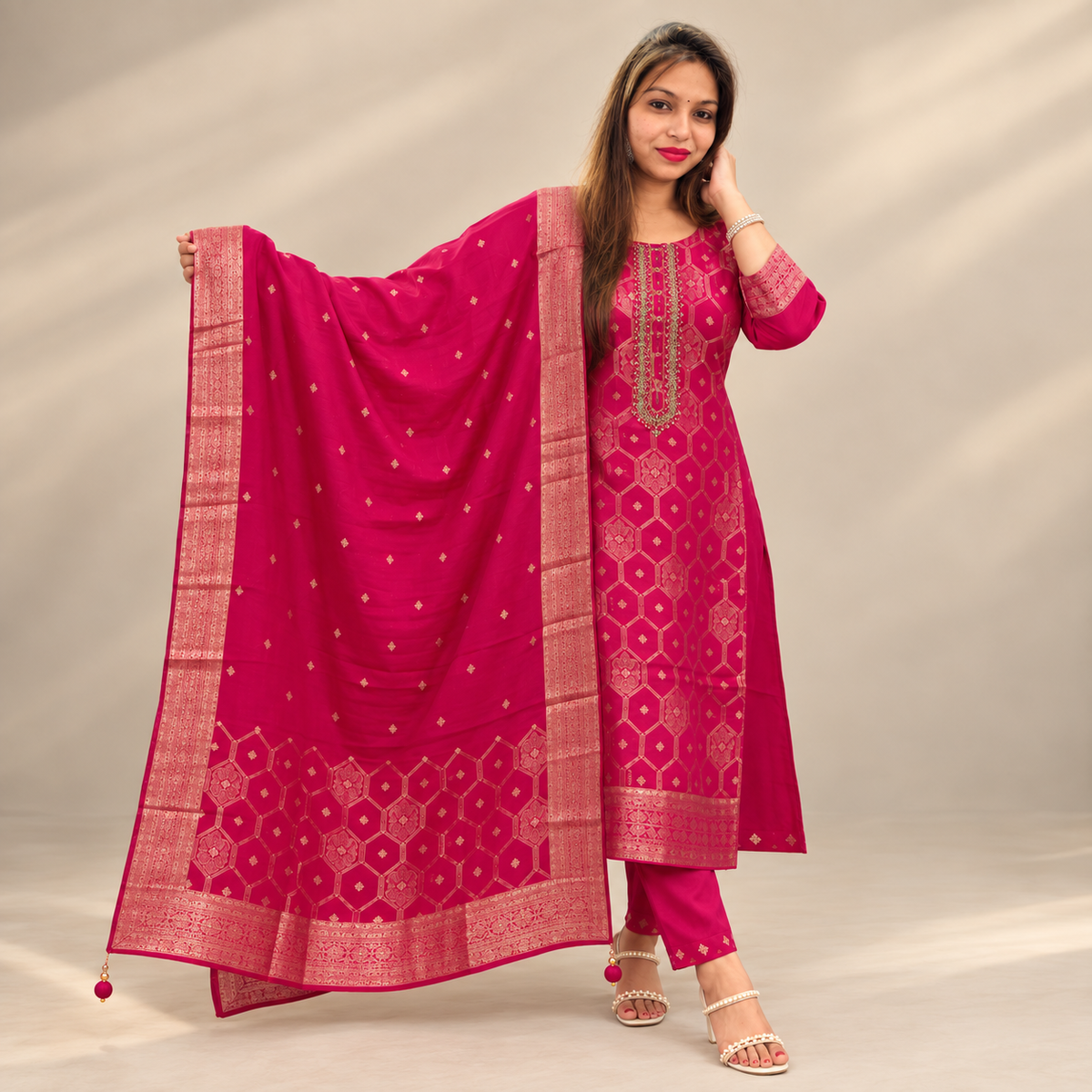 Crimson Banarasi Jacquard Set