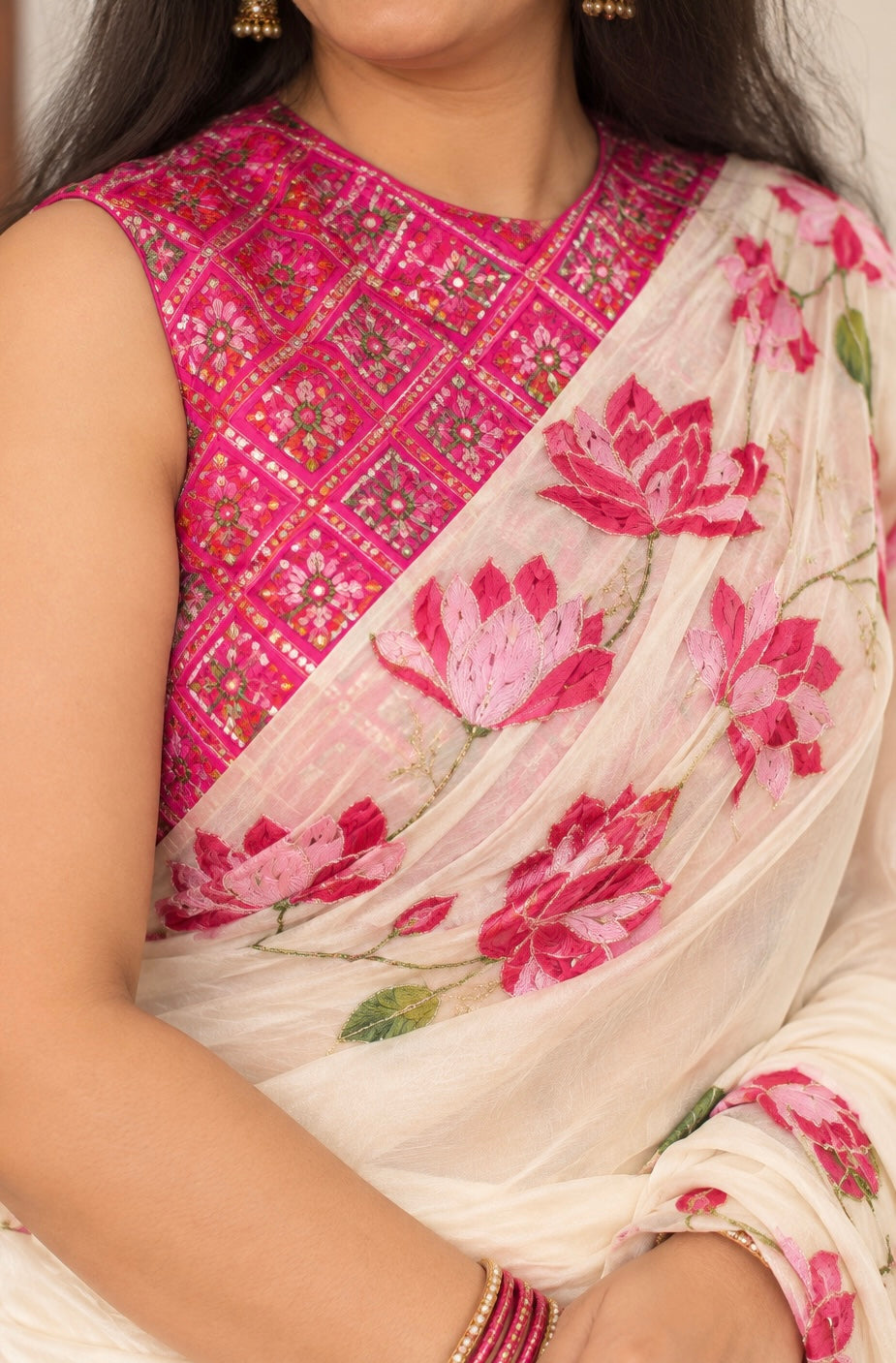 Blush Floral Silk Saree