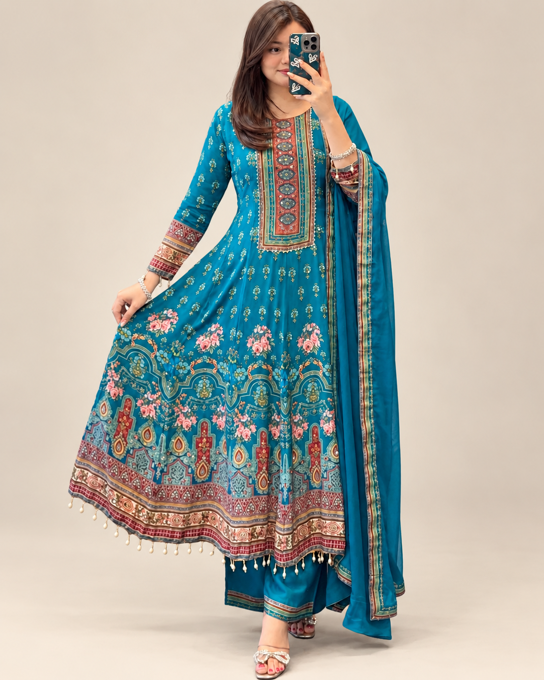 Teal Garden Anarkali