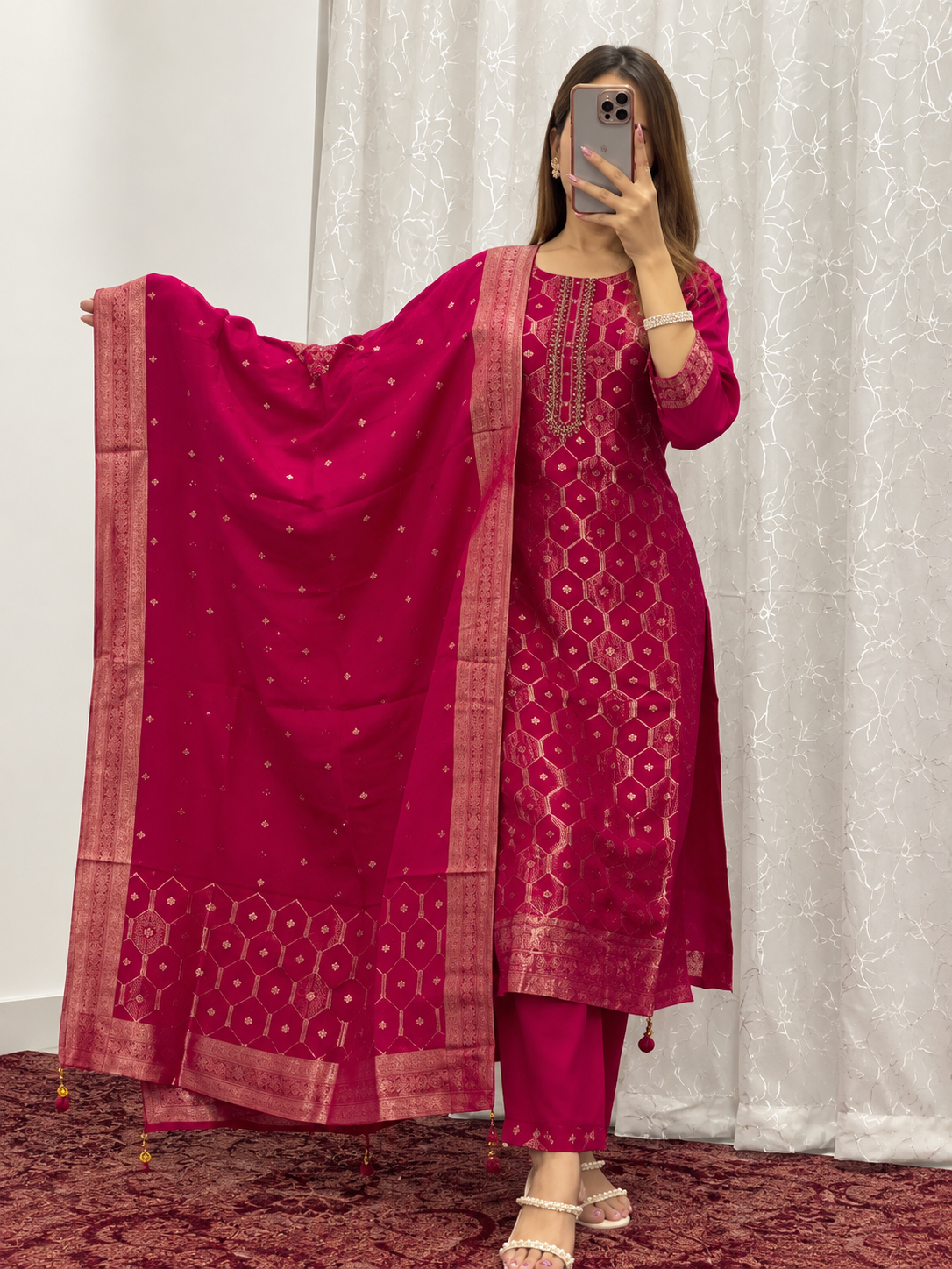 Crimson Banarasi Jacquard Set