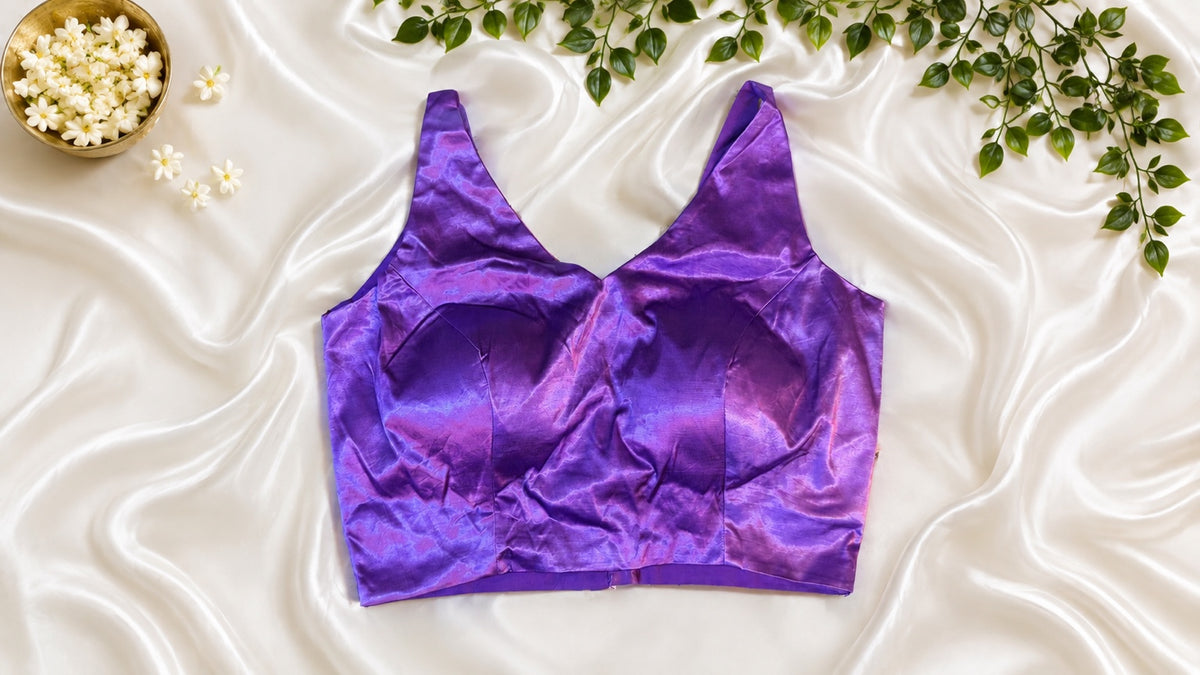 Lavender stretchable satin Lycra blouse